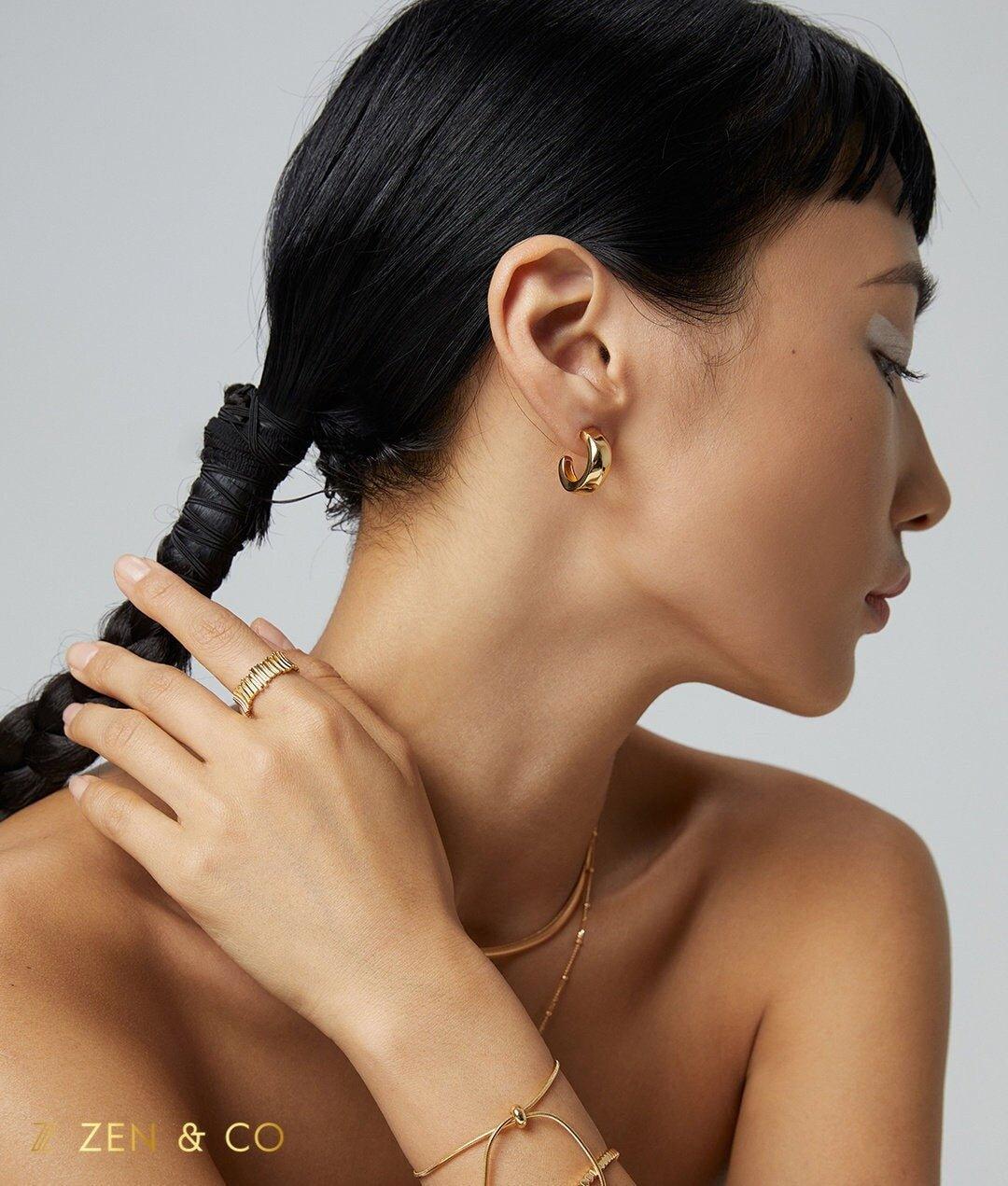 ELLA Round chunk hoop earrings - ZEN&CO Studio