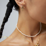 ELSA Asymmetric cute knot pearl stud drop earrings - ZEN&CO Studio