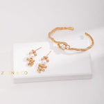 ERIKA Gold adjustable cuff bracelet with dainty pearls - ZEN&CO Studio