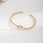 ERIKA Gold adjustable cuff bracelet with dainty pearls - ZEN&CO Studio