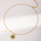 ESMERALDA Bohemian jewelry set Green chalcedony drop earrings Pendant necklace Statement open ring - ZEN&CO Studio
