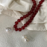 ADA Carnelian Necklace with Baroque Pearl Pendant - ZEN&CO Studio