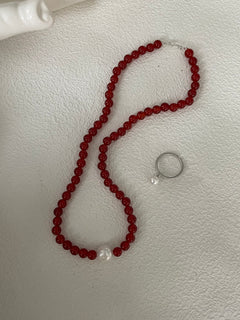 AMAYA Carnelian Necklace with Pearl - ZEN&CO Studio