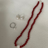 AMAYA Carnelian Necklace with Pearl - ZEN&CO Studio