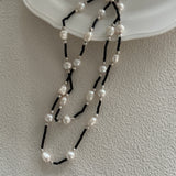 ALESSIA Pearl and Black Onyx Long Necklace
