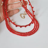 Rachel's Three Layer Red Stone Necklace