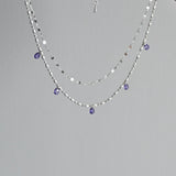 Rachel´s Double Layer Silver and Purple Crystal Necklace