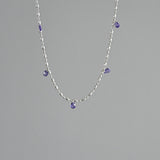 Rachel´s Double Layer Silver and Purple Crystal Necklace