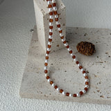 TOSCA Pearl and Garnet Bead Necklace