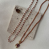 TOSCA Pearl and Garnet Bead Necklace