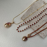 TOSCA Pearl and Garnet Bead Necklace