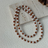 TOSCA Pearl and Garnet Bead Necklace