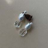 BIANCA Keshi Pearl and White Crystal Drop Earrings