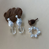 BIANCA Keshi Pearl and White Crystal Drop Earrings