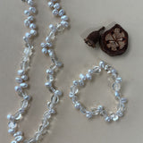 BIANCA Keshi Pearl and White Crystal Necklace and Bracelet