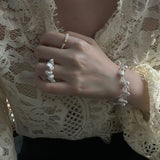 BIANCA Keshi Pearl and White Crystal Necklace and Bracelet
