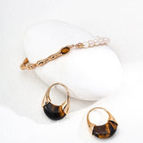 ALONDRA Tiger Eye Stone Hoop Earrings