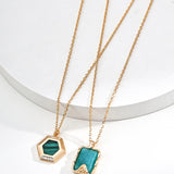 RHEA Hexagon Malachite Pendant Necklace