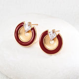 TRISH Red Enamel Stud Earrings