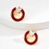 TRISH Red Enamel Stud Earrings