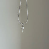 Monica´s Pearl and Star Necklace and Earrings Set