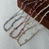 JESSA Dainty Stone and Gold Flakes Necklace