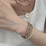 JESSA Dainty Stone and Gold Flakes Necklace