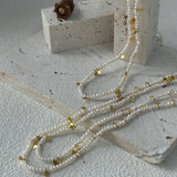 MARNIE Mini Pearl and Gold Flakes Necklace
