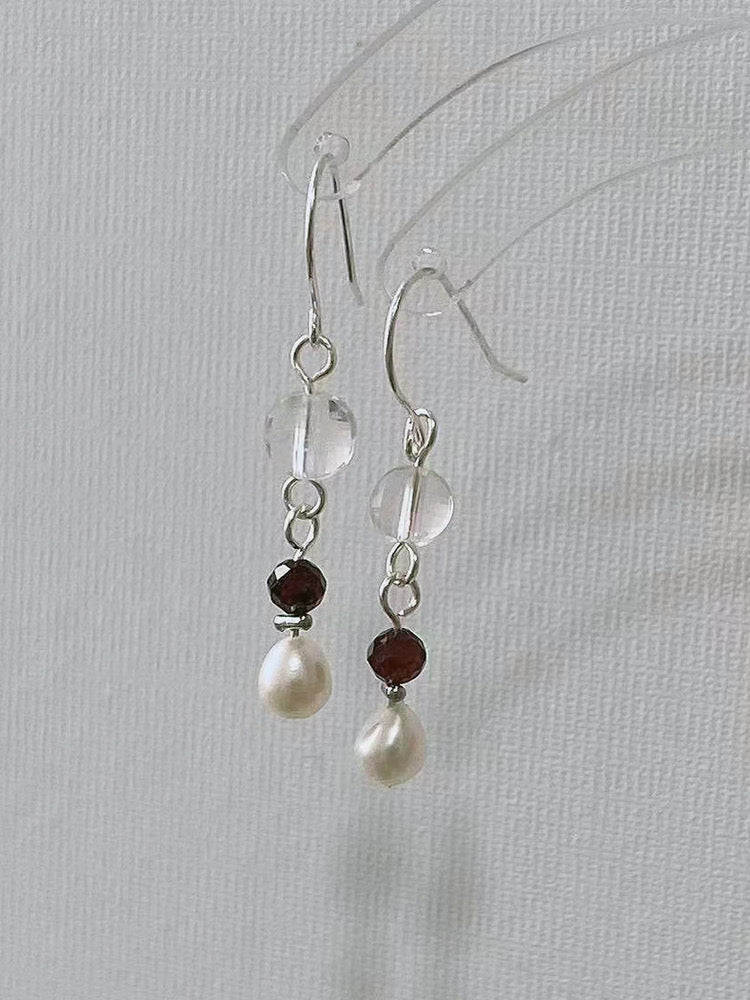 Rachel´s White Crystal and Pearl Earrings - ZEN&CO Studio