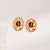 ELDANA Tiger Eye Stone Stud Earrings