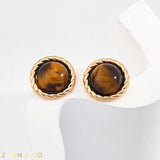 RAISA Bohemian Tiger eye stone stud earrings