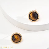 RAISA Bohemian Tiger eye stone stud earrings