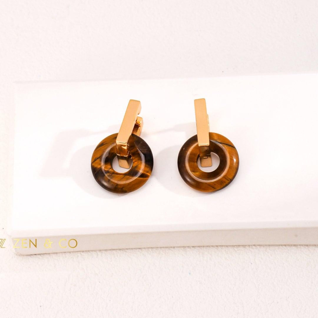 AJA Bohemian Tiger eye hoop earrings - ZEN&CO Studio