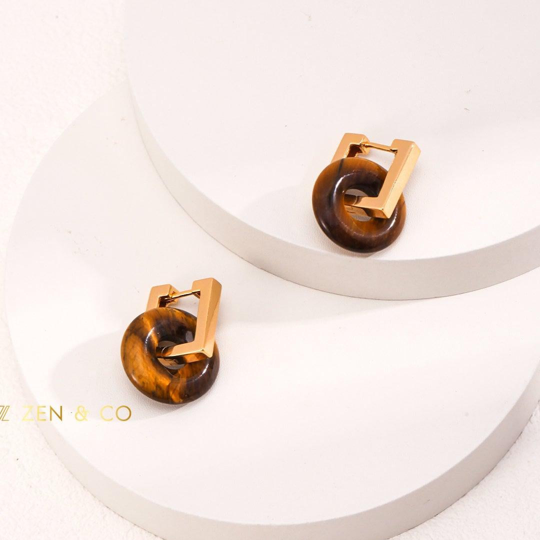 AJA Bohemian Tiger eye hoop earrings - ZEN&CO Studio