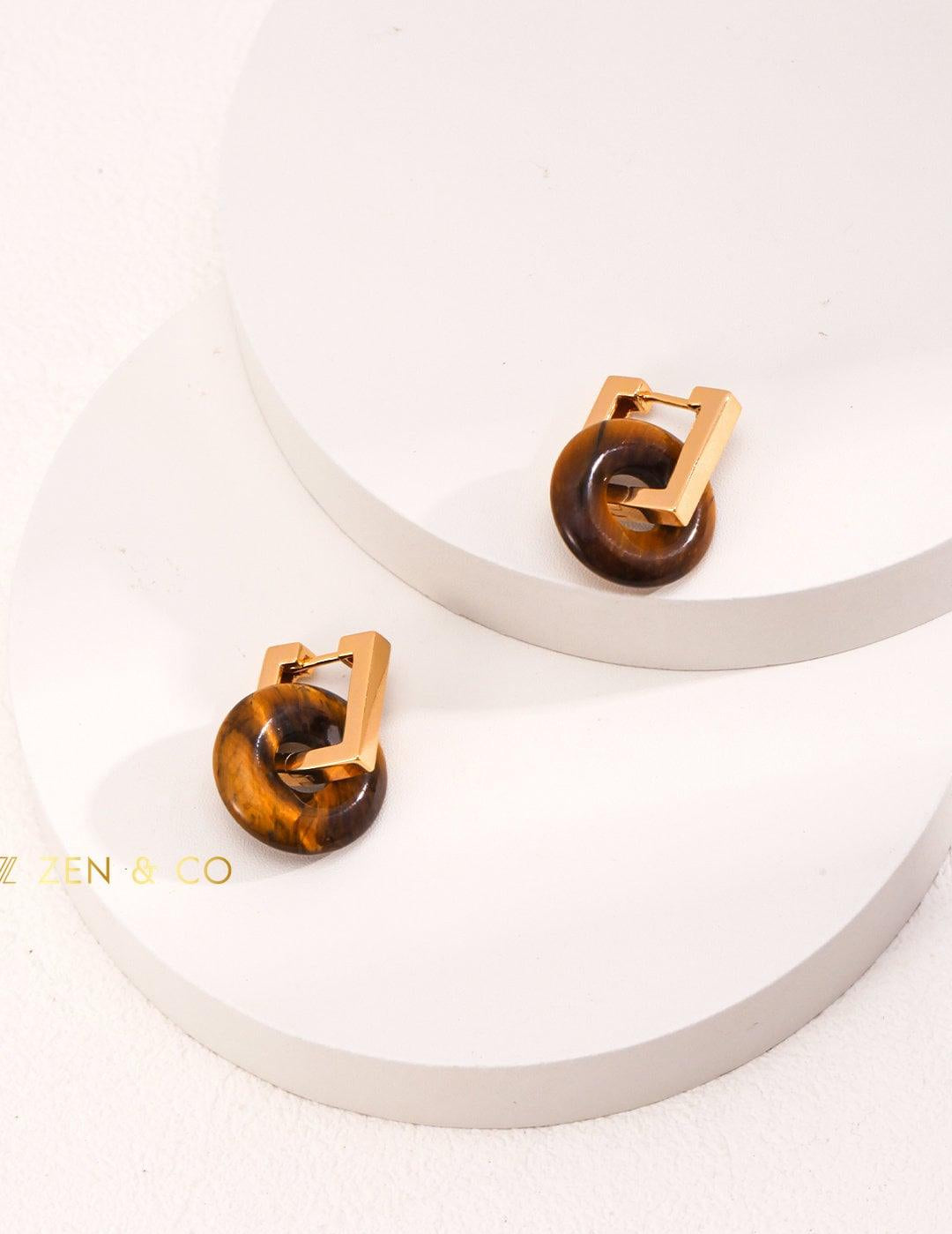 AJA Bohemian Tiger eye hoop earrings - ZEN&CO Studio