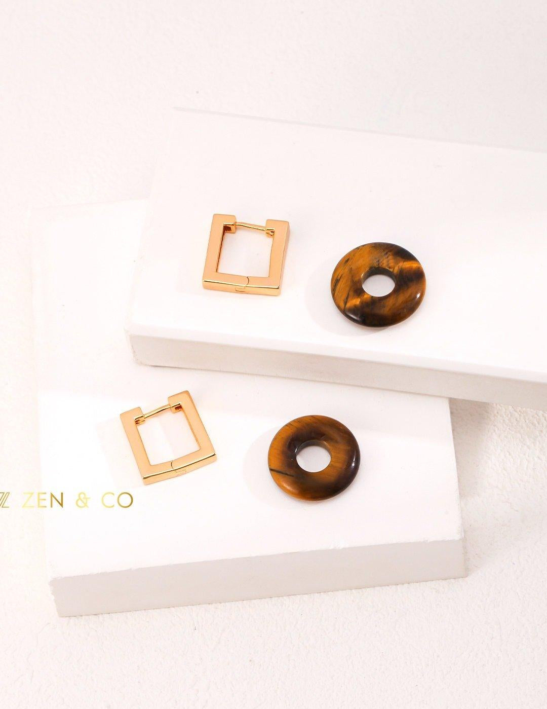 AJA Bohemian Tiger eye hoop earrings - ZEN&CO Studio