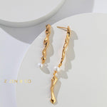 ALLEGRA Asymmetric long dangle earrings - ZEN&CO Studio