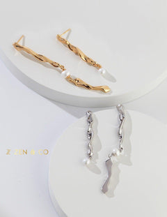 ALLEGRA Asymmetric long dangle earrings - ZEN&CO Studio