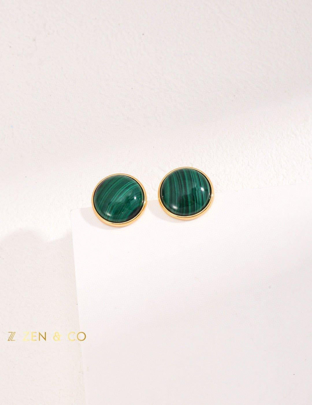 ALMA malachite stone stud earrings - ZEN&CO Studio