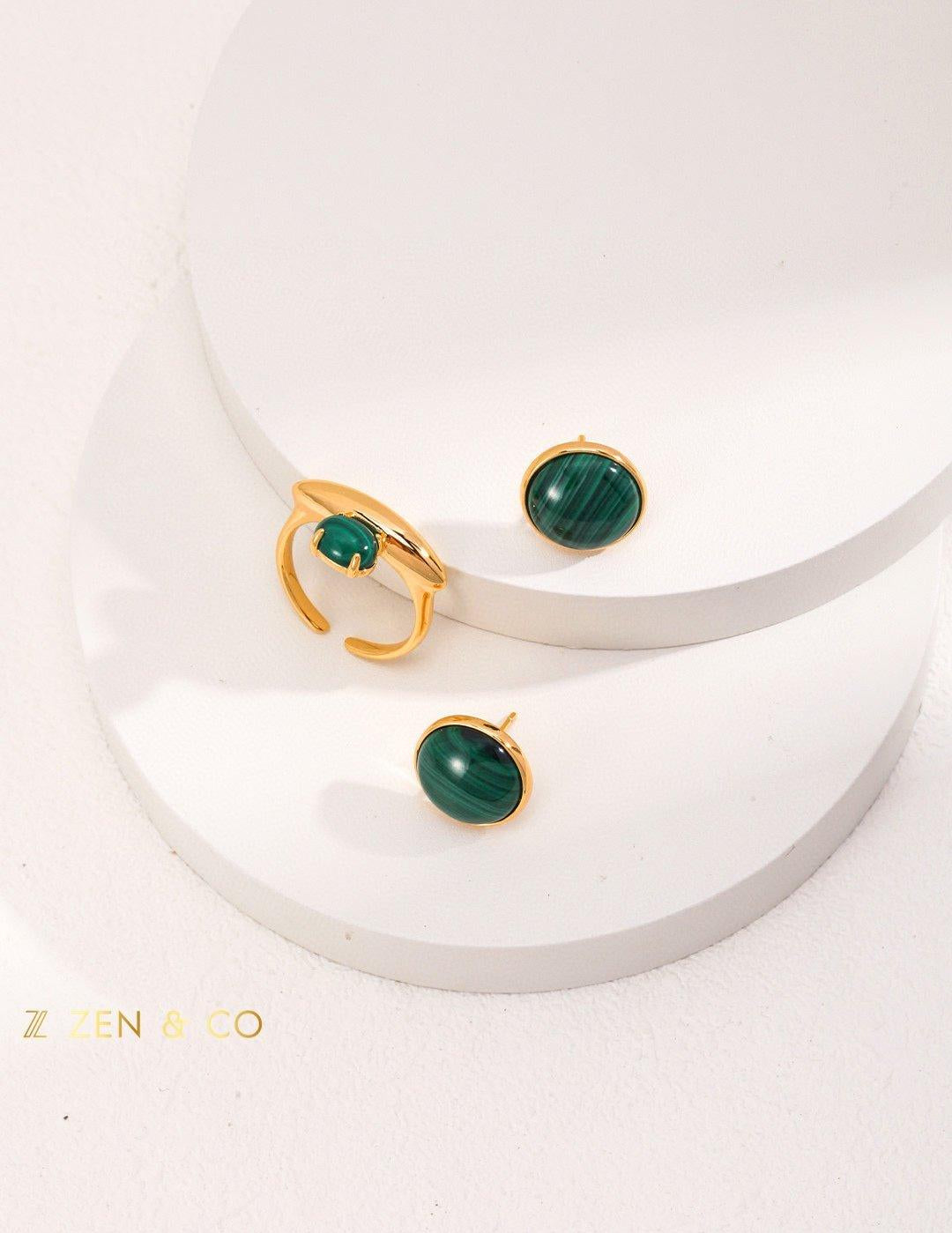 ALMA malachite stone stud earrings - ZEN&CO Studio