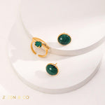 ALMA malachite stone stud earrings - ZEN&CO Studio