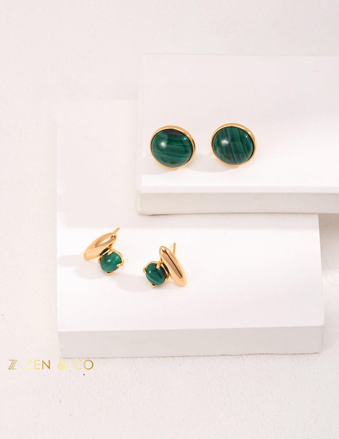 ALMA malachite stone stud earrings - ZEN&CO Studio