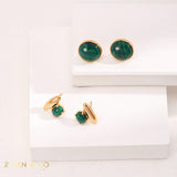 ALMA malachite stone stud earrings - ZEN&CO Studio