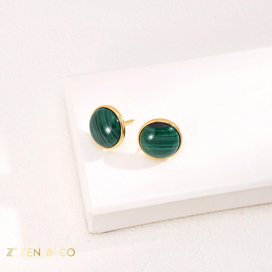 ALMA malachite stone stud earrings - ZEN&CO Studio