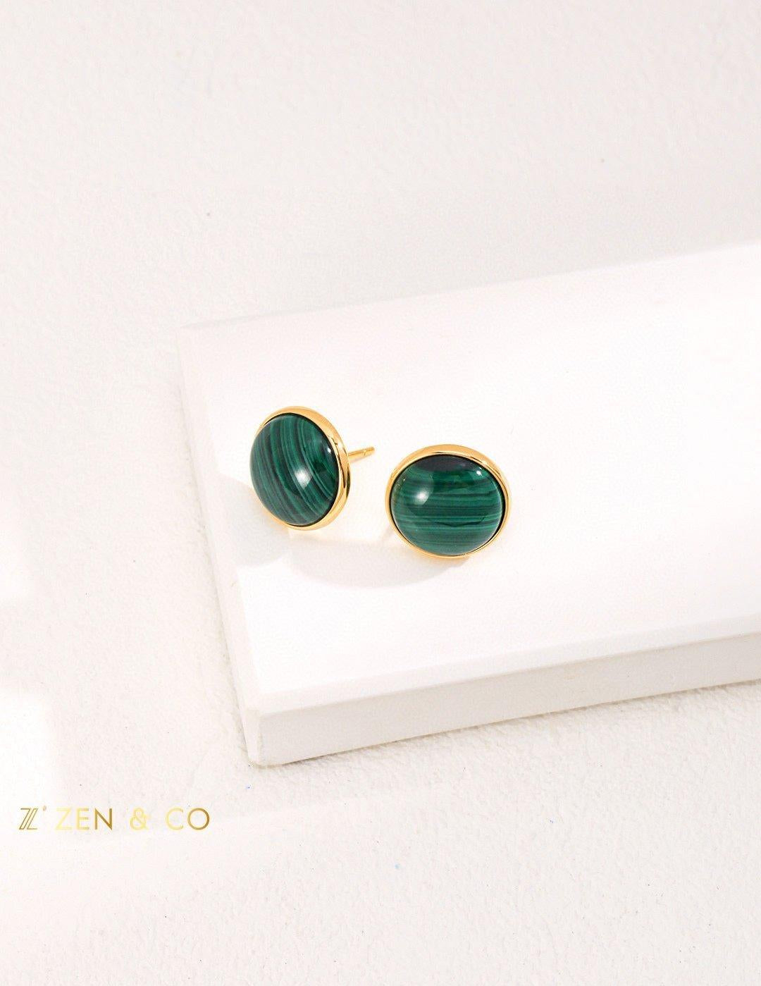 ALMA malachite stone stud earrings - ZEN&CO Studio