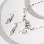 ANGEL Fantasy feather shaped pearl necklace earrings and necklace set - ZEN&CO Studio