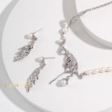 ANGEL Fantasy feather shaped pearl necklace earrings and necklace set - ZEN&CO Studio