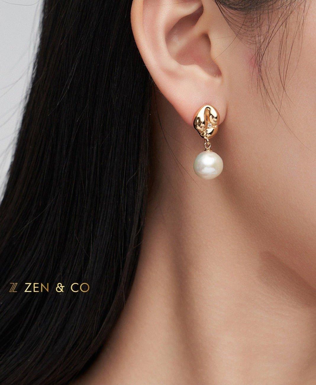 ARABICA Minimalist Pearl Drop Earrings - ZEN&CO Studio