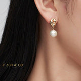 ARABICA Minimalist Pearl Drop Earrings - ZEN&CO Studio