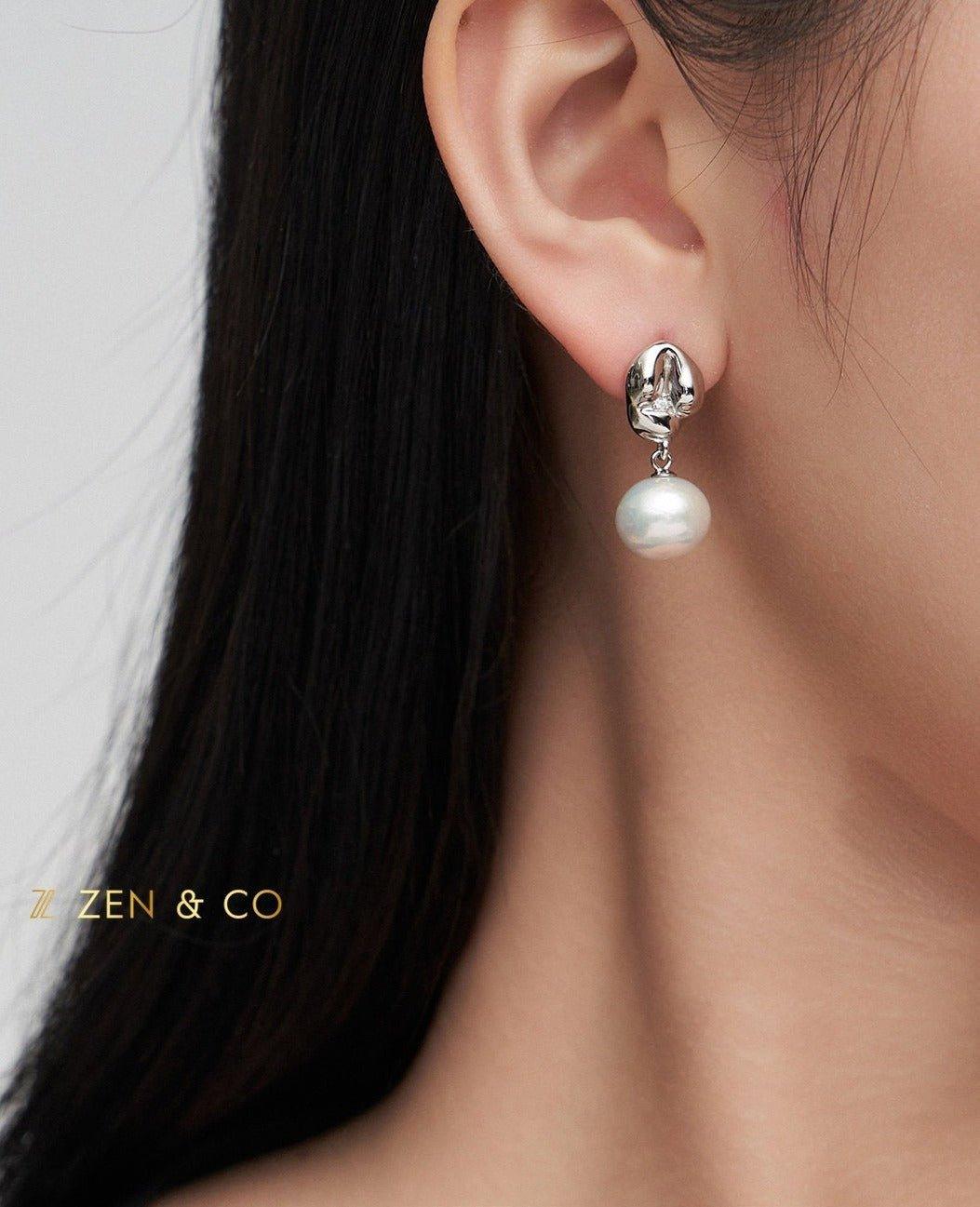 ARABICA Minimalist Pearl Drop Earrings - ZEN&CO Studio